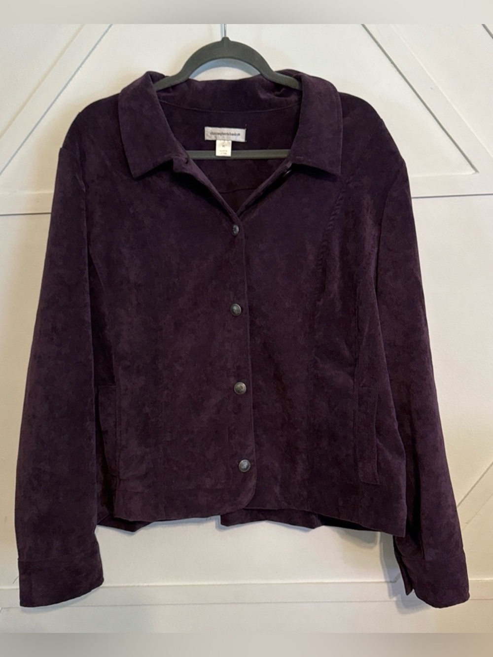 Christopher & Banks Plum Suede Button-Front Jacket